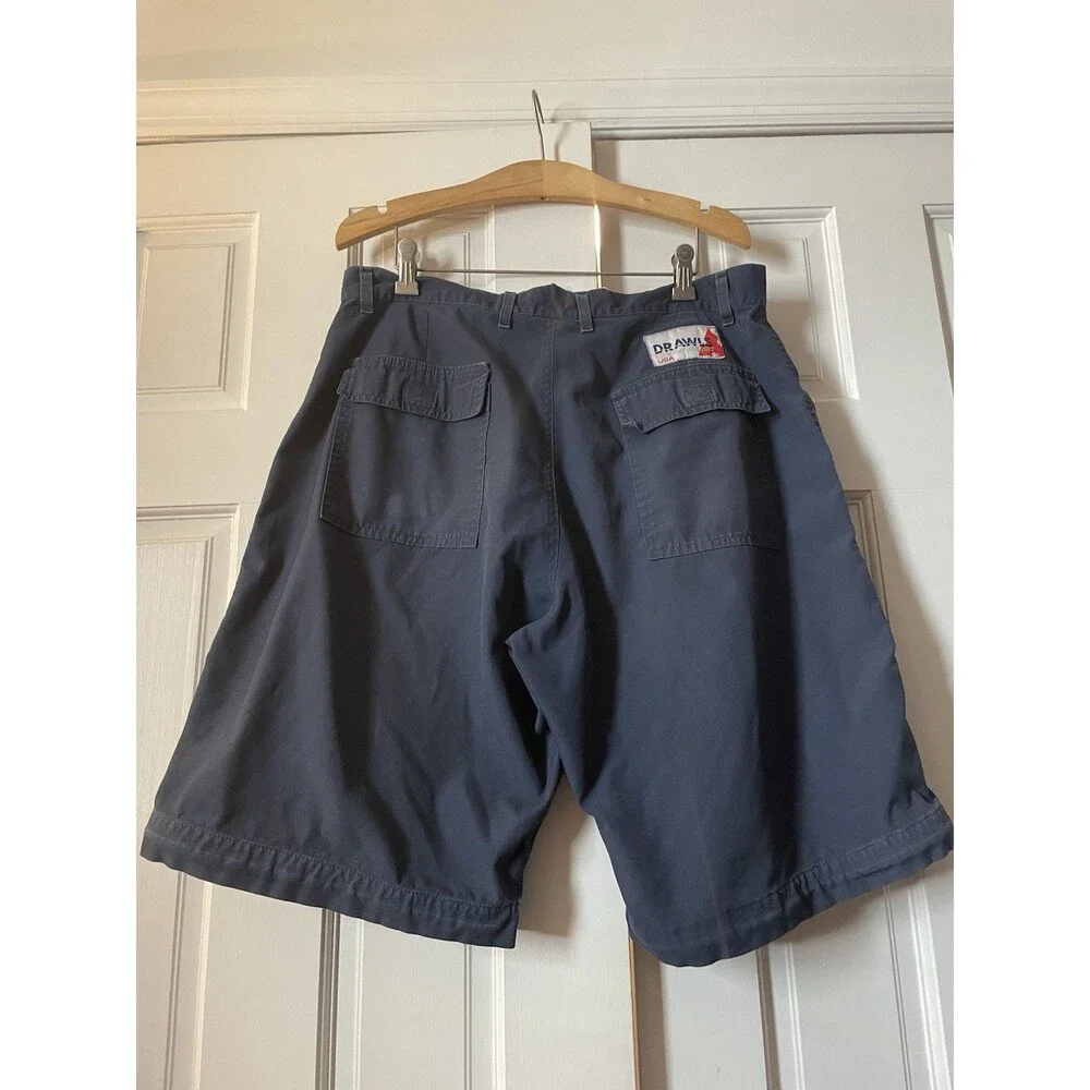 VTG 90s Drawls USA Skate Cargo Shorts Navy Blue Mens 36 Baggy Old Skate Blind